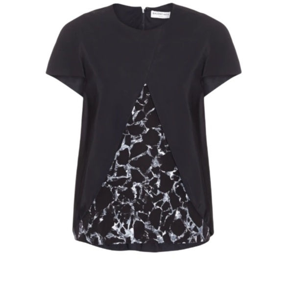 Balenciaga black marble printed top